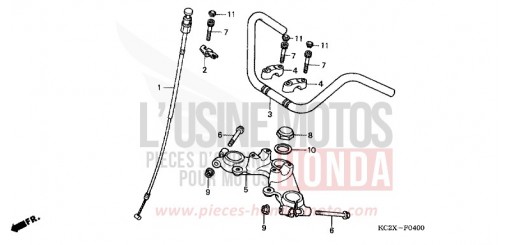 TUYAU DE GUIDON/PONT SUPERIEUR CM125CX de 1999